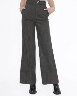 La Piscine Paris Pantalon en laine mélangée avec de fines rayures de lurex cuivré Space Simona Corsellini*Femme Pantalons|Bas Femme
