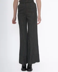 La Piscine Paris Pantalon en laine mélangée avec de fines rayures de lurex cuivré Space Simona Corsellini*Femme Pantalons|Bas Femme