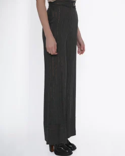 La Piscine Paris Pantalon en laine mélangée avec de fines rayures de lurex cuivré Space Simona Corsellini*Femme Pantalons|Bas Femme