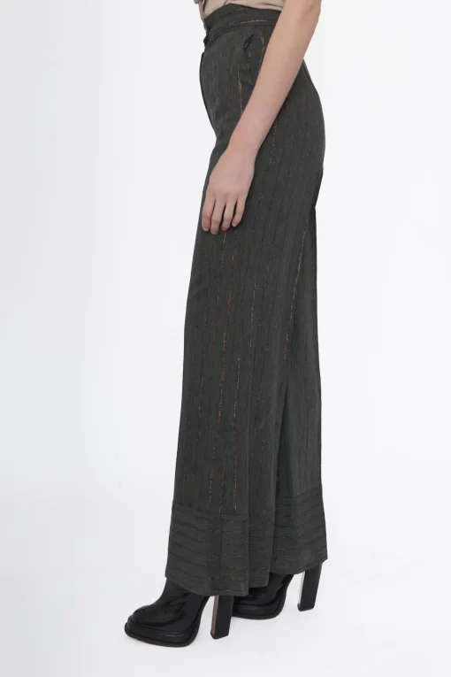 La Piscine Paris Pantalon en laine mélangée avec de fines rayures de lurex cuivré Space Simona Corsellini*Femme Pantalons|Bas Femme