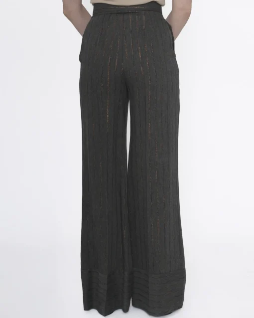 La Piscine Paris Pantalon en laine mélangée avec de fines rayures de lurex cuivré Space Simona Corsellini*Femme Pantalons|Bas Femme