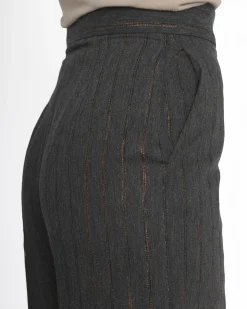La Piscine Paris Pantalon en laine mélangée avec de fines rayures de lurex cuivré Space Simona Corsellini*Femme Pantalons|Bas Femme