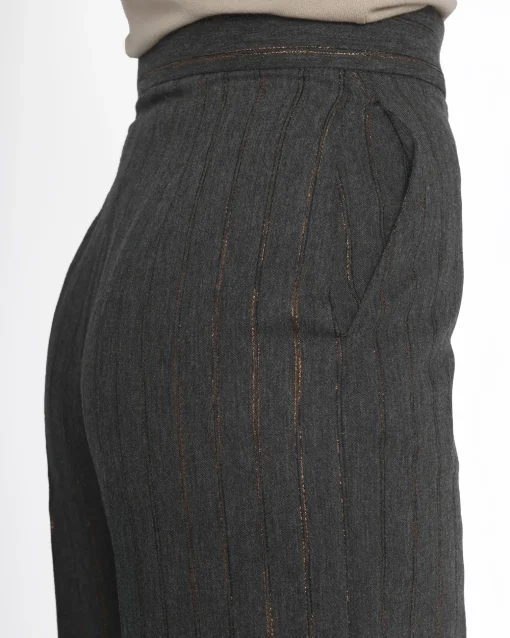 La Piscine Paris Pantalon en laine mélangée avec de fines rayures de lurex cuivré Space Simona Corsellini*Femme Pantalons|Bas Femme