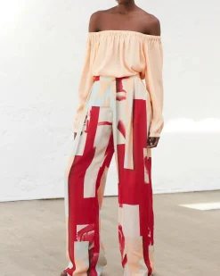 La Piscine Paris Pantalon en soie à imprimé graphique Chacok*Femme Pantalons|Bas Femme