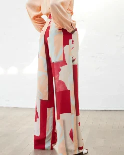 La Piscine Paris Pantalon en soie à imprimé graphique Chacok*Femme Pantalons|Bas Femme