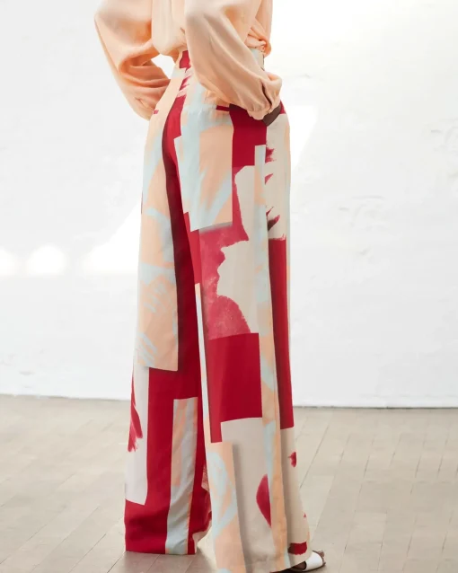 La Piscine Paris Pantalon en soie à imprimé graphique Chacok*Femme Pantalons|Bas Femme