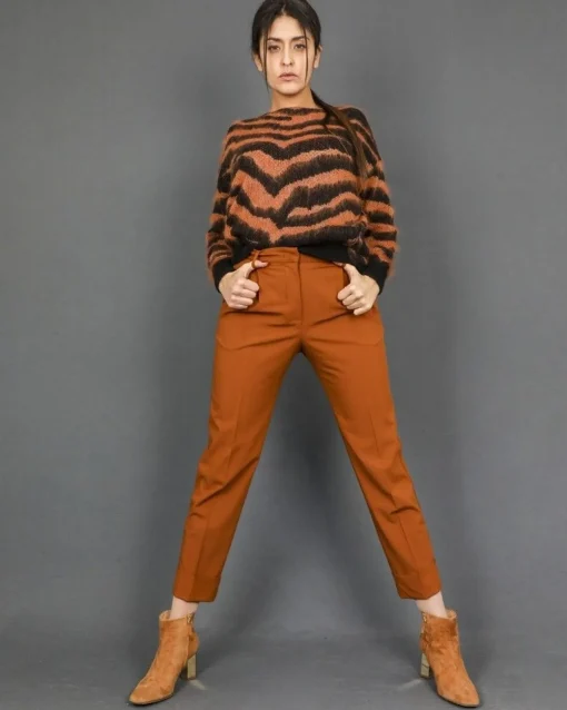 La Piscine Paris Pantalon fuselé raccourci en laine à plis pressés Momoni*Femme Pantalons