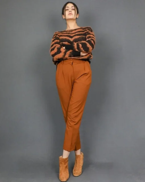 La Piscine Paris Pantalon fuselé raccourci en laine à plis pressés Momoni*Femme Pantalons