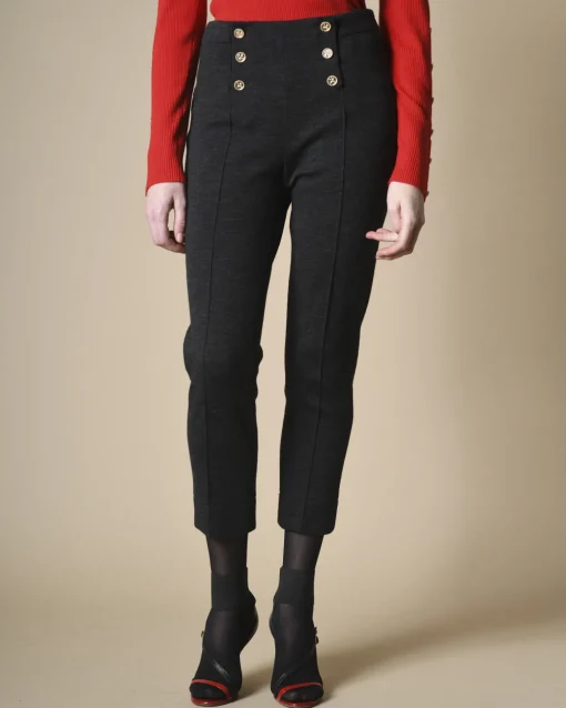 La Piscine Paris Pantalon foncé raccourci en laine Edward Achour*Femme Pantalons|Bas Femme