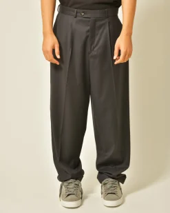 La Piscine Paris Pantalon large en laine à pinces marine Editions M.R*Homme Pantalons