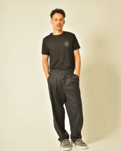 La Piscine Paris Pantalon large en laine à pinces marine Editions M.R*Homme Pantalons