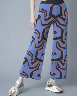 La Piscine Paris Pantalon large raccourci en maille à imprimé géométrique Nenette*Femme Pantalons