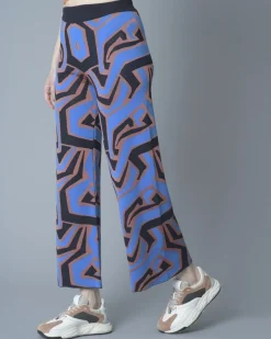 La Piscine Paris Pantalon large raccourci en maille à imprimé géométrique Nenette*Femme Pantalons