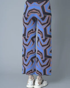 La Piscine Paris Pantalon large raccourci en maille à imprimé géométrique Nenette*Femme Pantalons