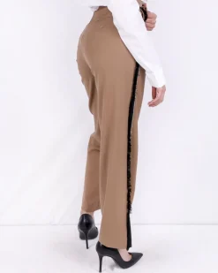 La Piscine Paris Pantalon palazzo camel à galons fantaisies Isabelle Blanche*Femme Pantalons