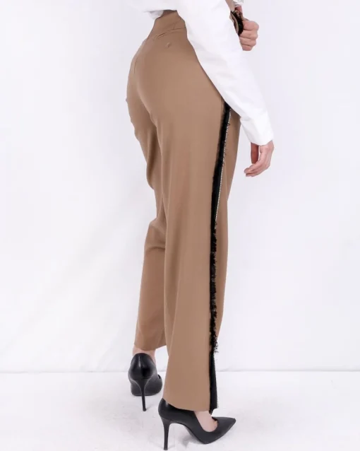La Piscine Paris Pantalon palazzo camel à galons fantaisies Isabelle Blanche*Femme Pantalons