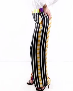 La Piscine Paris Pantalon palazzo en satin rayé vert Collectors Club*Femme Pantalons