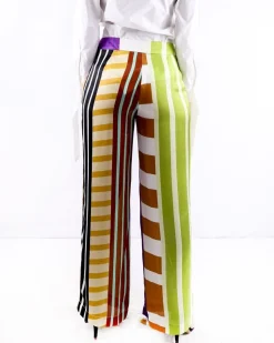 La Piscine Paris Pantalon palazzo en satin rayé vert Collectors Club*Femme Pantalons