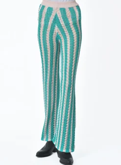 La Piscine Paris Pantalon rayé vert et Forte Forte*Femme Pantalons|Bas Femme