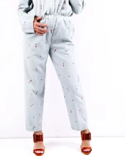 La Piscine Paris Pantalon smoké en velours brodé Forte Forte*Femme Pantalons