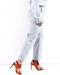 La Piscine Paris Pantalon smoké en velours brodé Forte Forte*Femme Pantalons