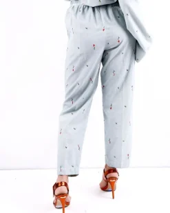 La Piscine Paris Pantalon smoké en velours brodé Forte Forte*Femme Pantalons