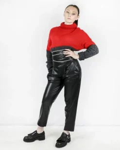 La Piscine Paris Pantalon taille haute en simili à galon strassé Space Simona Corsellini*Femme Pantalons