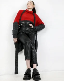 La Piscine Paris Pantalon taille haute en simili à galon strassé Space Simona Corsellini*Femme Pantalons