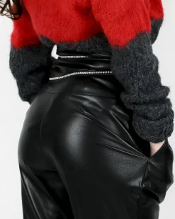 La Piscine Paris Pantalon taille haute en simili à galon strassé Space Simona Corsellini*Femme Pantalons