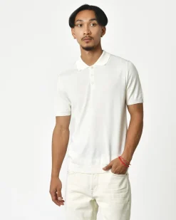 La Piscine Paris Polo à manches courtes en soie et coton Vneck*Homme Polos