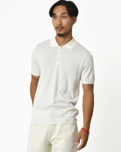 La Piscine Paris Polo à manches courtes en soie et coton Vneck*Homme Polos