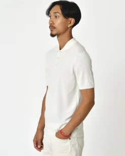 La Piscine Paris Polo à manches courtes en soie et coton Vneck*Homme Polos
