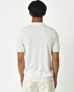 La Piscine Paris Polo à manches courtes en soie et coton Vneck*Homme Polos