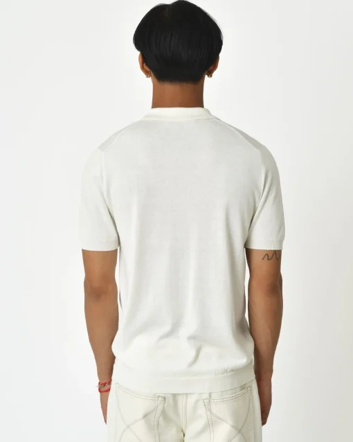 La Piscine Paris Polo à manches courtes en soie et coton Vneck*Homme Polos