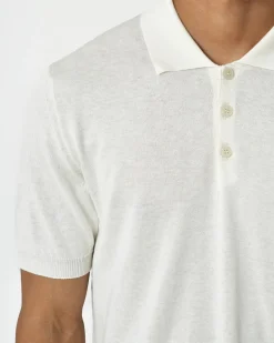 La Piscine Paris Polo à manches courtes en soie et coton Vneck*Homme Polos