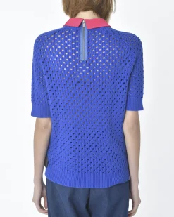 La Piscine Paris Polo ajouré manches courtes col rose Carven*Femme Polos