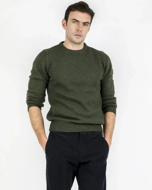La Piscine Paris Pull à col rond en laine suisse vert militaire Casheart*Homme Pulls & Gilets