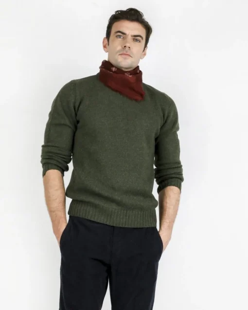 La Piscine Paris Pull à col rond en laine suisse vert militaire Casheart*Homme Pulls & Gilets
