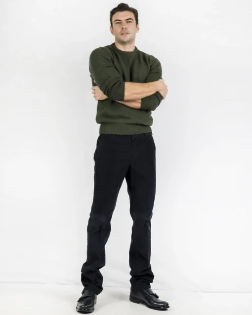La Piscine Paris Pull à col rond en laine suisse vert militaire Casheart*Homme Pulls & Gilets