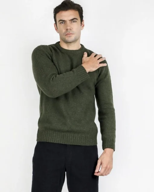 La Piscine Paris Pull à col rond en laine suisse vert militaire Casheart*Homme Pulls & Gilets
