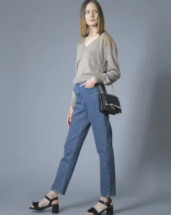 La Piscine Paris Pull à fils métallisés et empiècements Nude*Femme Pulls & Cardigans