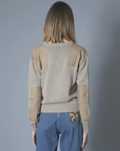 La Piscine Paris Pull à fils métallisés et empiècements Nude*Femme Pulls & Cardigans