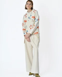 La Piscine Paris Pull blanc écru motif fleurs Lauret*Femme Pulls & Cardigans