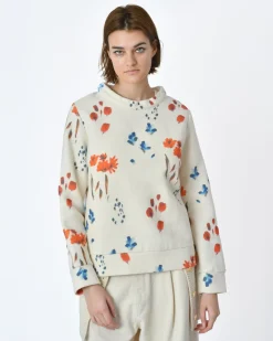 La Piscine Paris Pull blanc écru motif fleurs Lauret*Femme Pulls & Cardigans