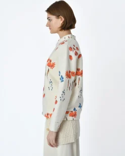 La Piscine Paris Pull blanc écru motif fleurs Lauret*Femme Pulls & Cardigans