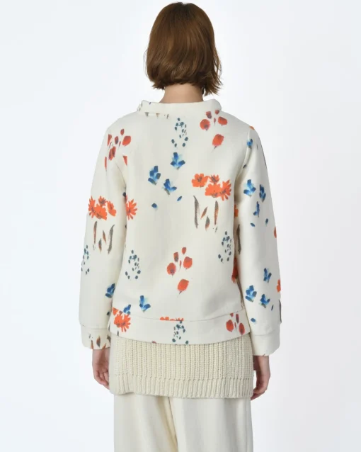 La Piscine Paris Pull blanc écru motif fleurs Lauret*Femme Pulls & Cardigans