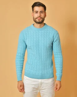 La Piscine Paris Pull en laine mélangée à tricot torsadé Wool & Co*Homme Pulls & Gilets