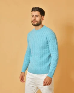 La Piscine Paris Pull en laine mélangée à tricot torsadé Wool & Co*Homme Pulls & Gilets