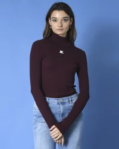 La Piscine Paris Pull col roulé en maille côtelée Courrèges*Femme Pulls & Cardigans