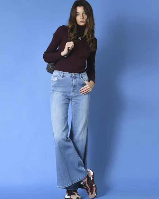 La Piscine Paris Pull col roulé en maille côtelée Courrèges*Femme Pulls & Cardigans